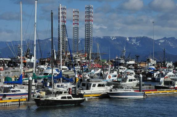 Marina na 'spit' de Homer, na Península do Kenai, no sul do Alaska